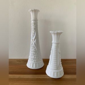 Pair of vintage milkglass vases
